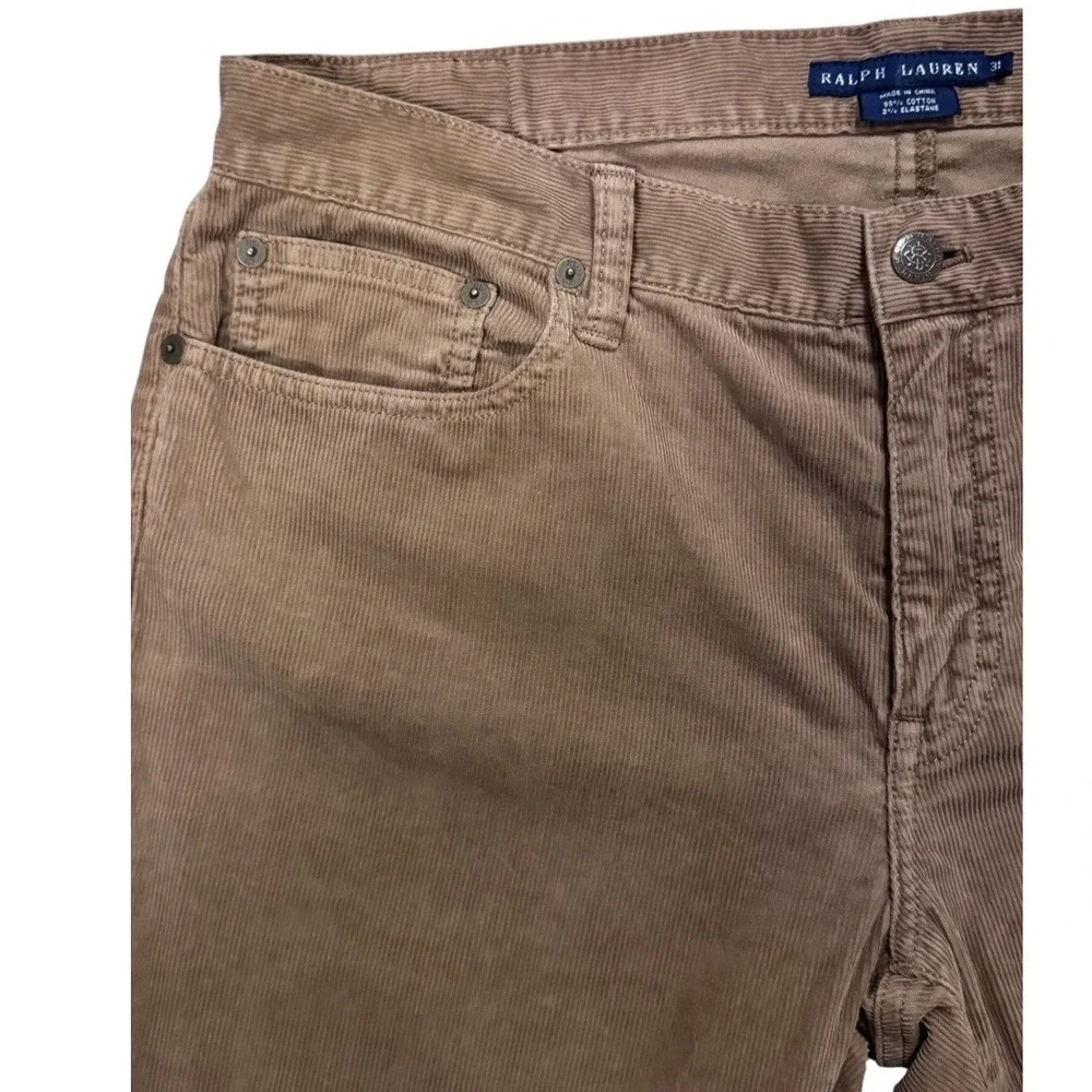 Ralph Lauren VTG Corduroy Pants Men 31x30 Tan Slim Straight Stretch Tan 5-Pocket